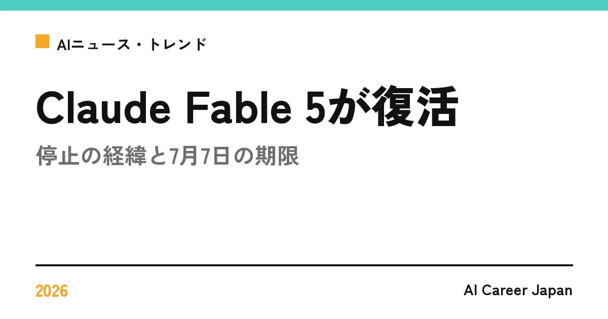 Claude Fable 5が復活｜停止の経緯と7月7日の期限